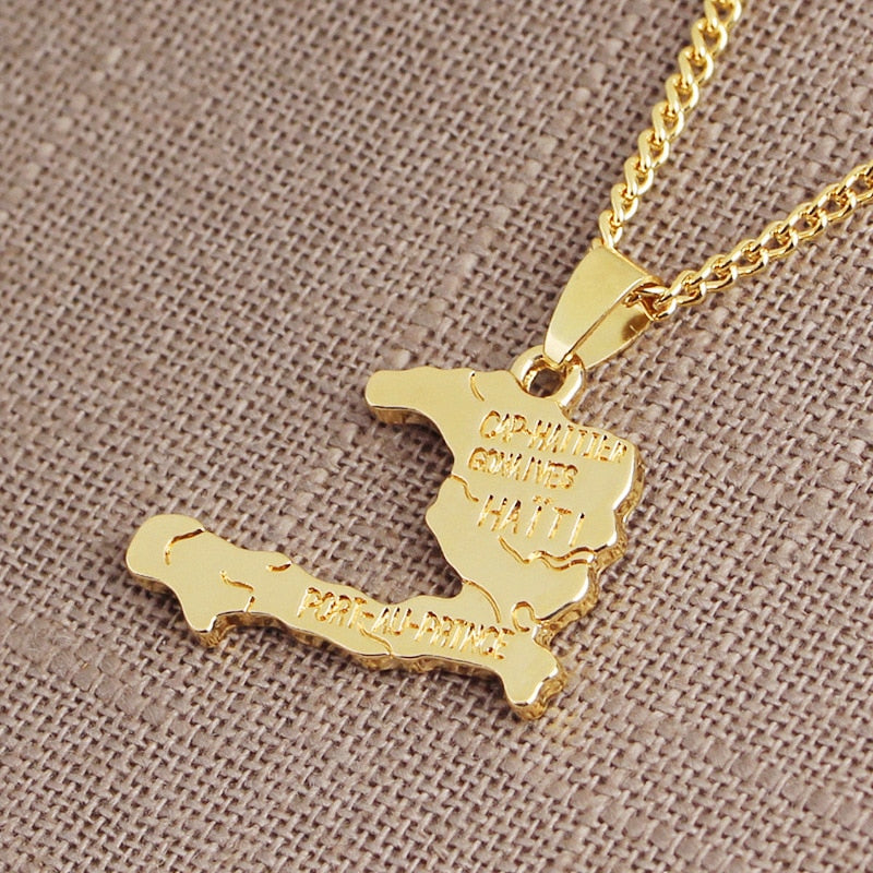 Gold Haiti Map Chain