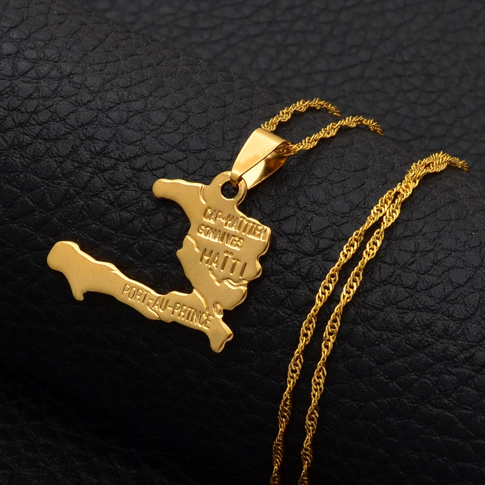 haiti map necklace