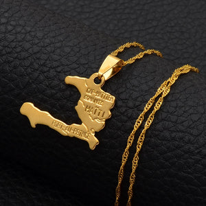 haiti map necklace